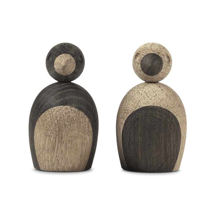 Kay Bojesen Pair Of Sparrows, Small, Oak/Smoked Oak, H: 2.2"