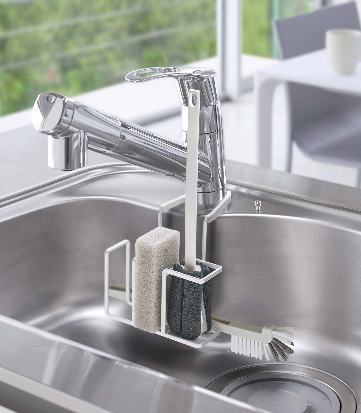 Yamazaki Home Faucet-Hanging Sponge and Brush Holder