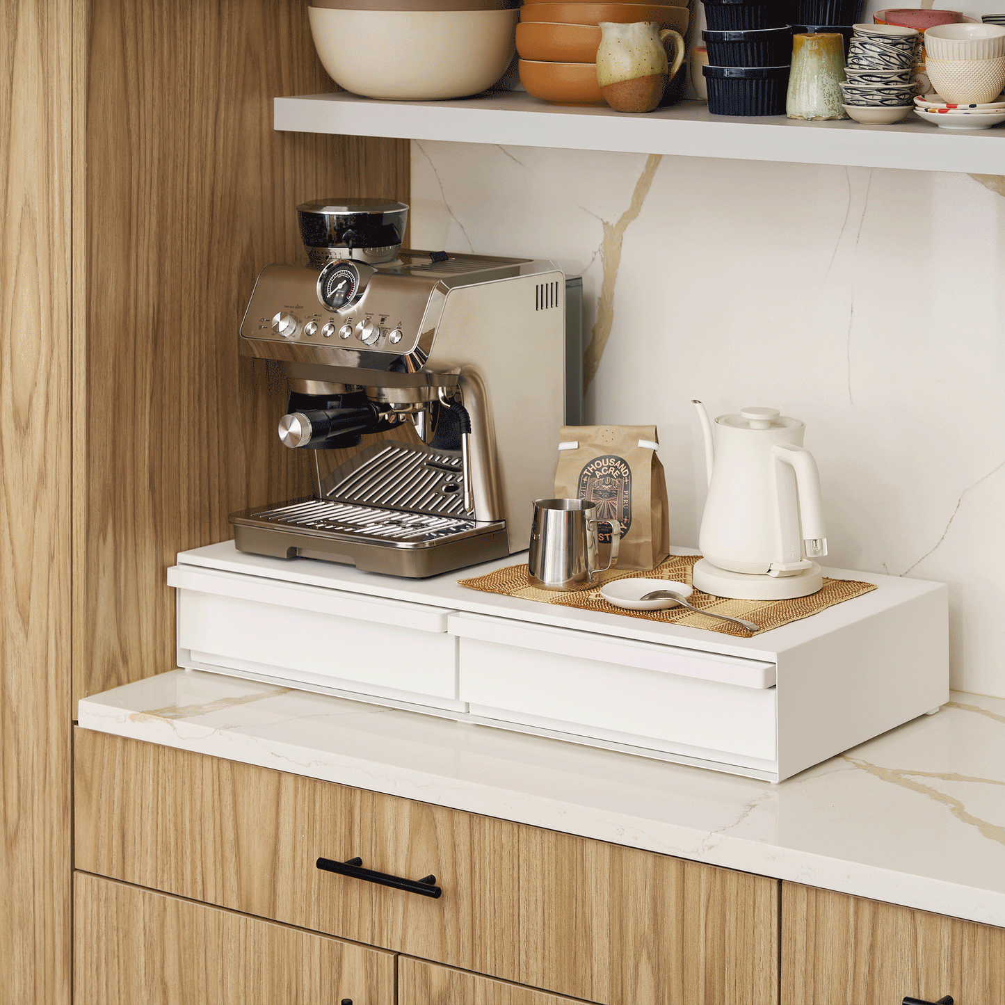 Yamazaki Home Wide Countertop Drawer with Pull-Out Shelf