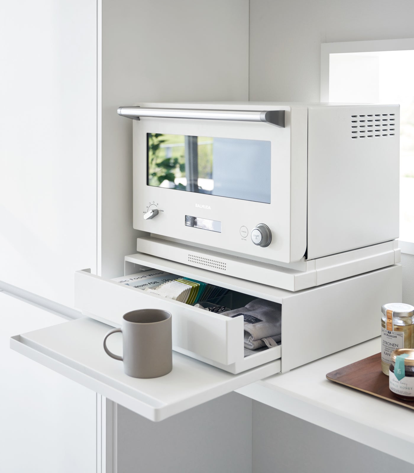 Yamazaki Home Countertop Drawer with Pull-Out Shelf