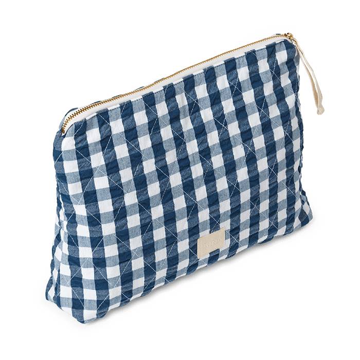 JUNA Karla Toiletry Bag, Dark Blue/White