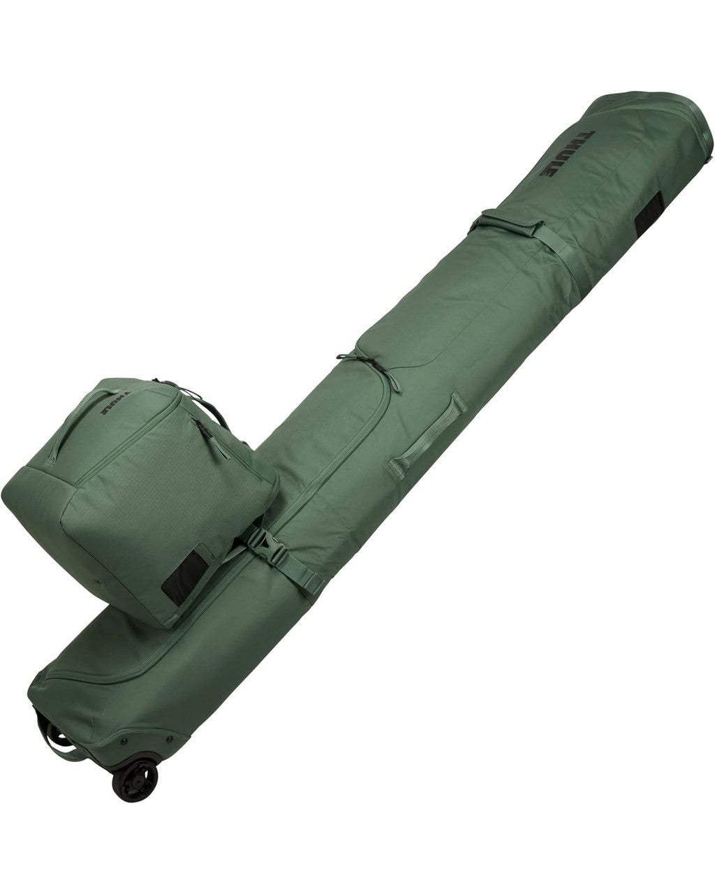 Green rolling suitcase on a white background Thule Roundtrip Boot Bag 35L | Hazy Green