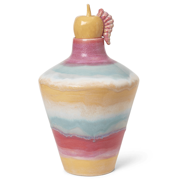 Kähler Poppery Vase with Apple, Pink/Mint/Yellow, H: 12.6"