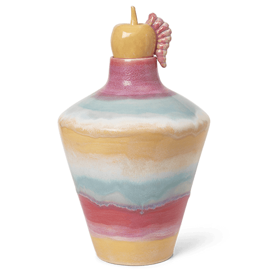 Kähler Poppery Vase with Apple, Pink/Mint/Yellow, H: 12.6"