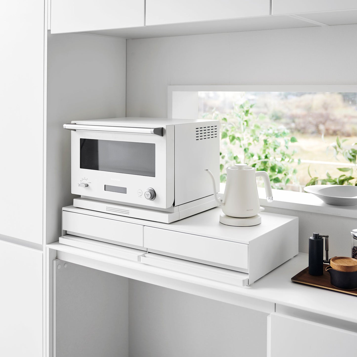 Yamazaki Home Wide Countertop Drawer with Pull-Out Shelf