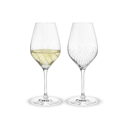 Holmegaard Cabernet Lines White Wine Glass, Clear, 12.2 Oz, 2 Pcs.