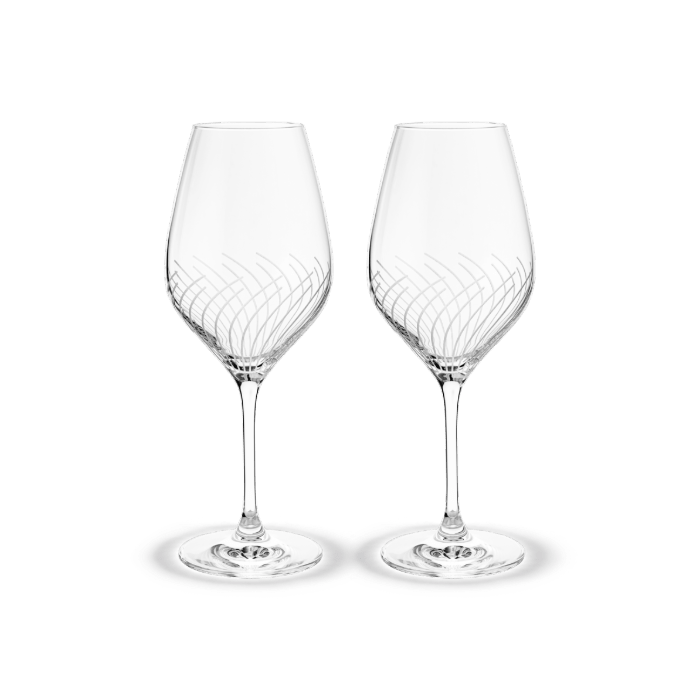 Holmegaard Cabernet Lines White Wine Glass, Clear, 12.2 Oz, 2 Pcs.