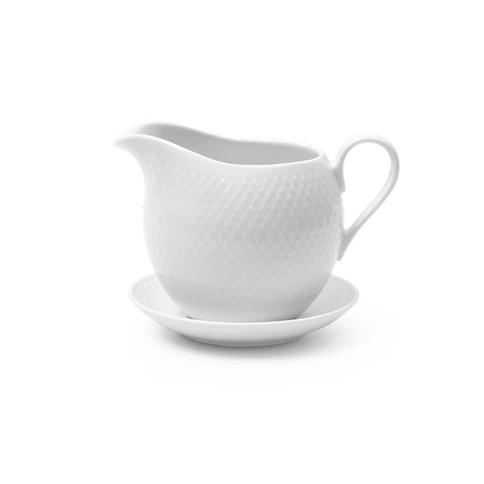 Lyngby Porcelæn Rhombe Gravy Boat, White, H: 4.7"