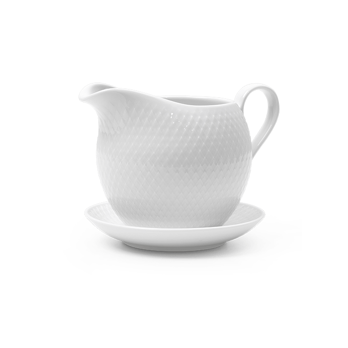Lyngby Porcelæn Rhombe Gravy Boat, White, H: 4.7"