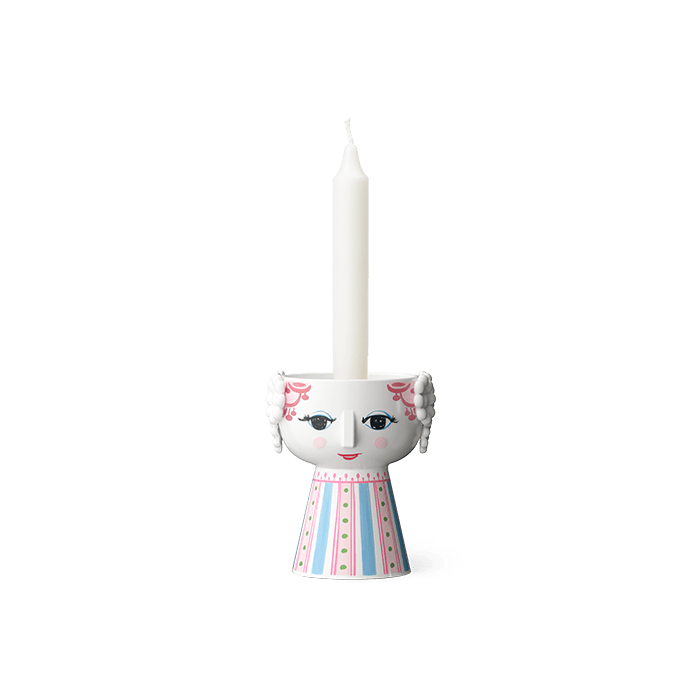 Bjørn Wiinblad Eva Candleholder, Pink, H: 3.7"