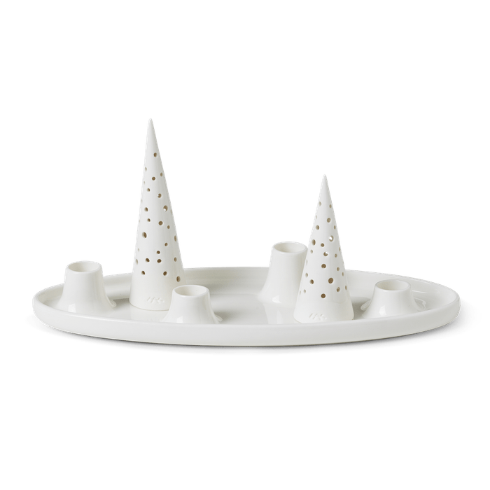 Kähler Nobili Oval Advent Candleholder, Snow White, W: 13.0"