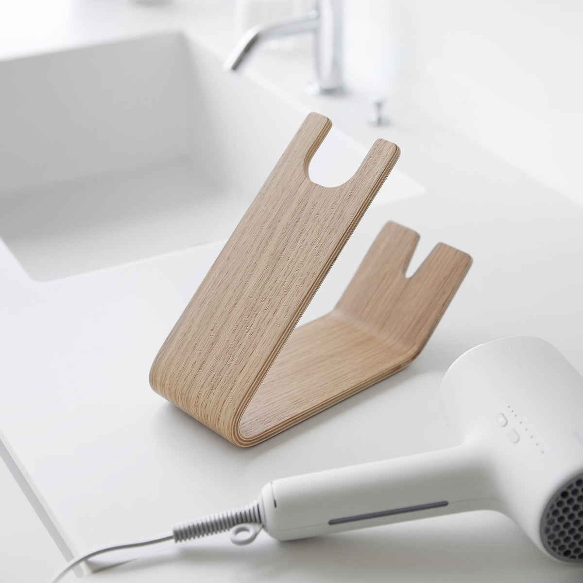 Hair Dryer and Iron Stand - Wood
