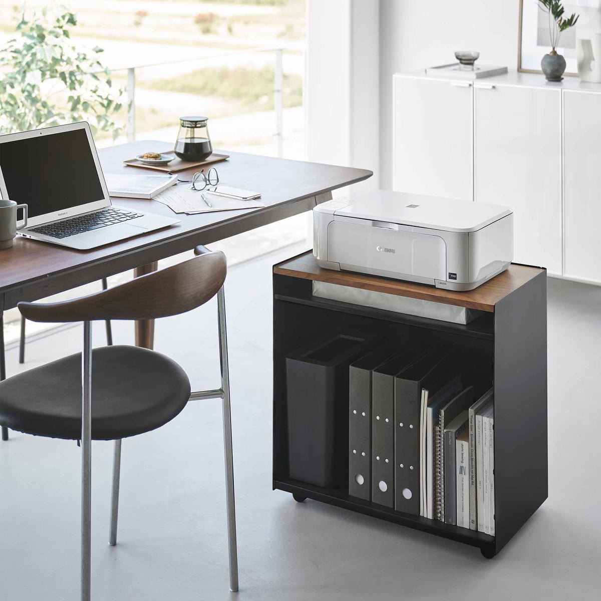 Mobile Hideaway Storage Cart (23" H) - Steel + Wood