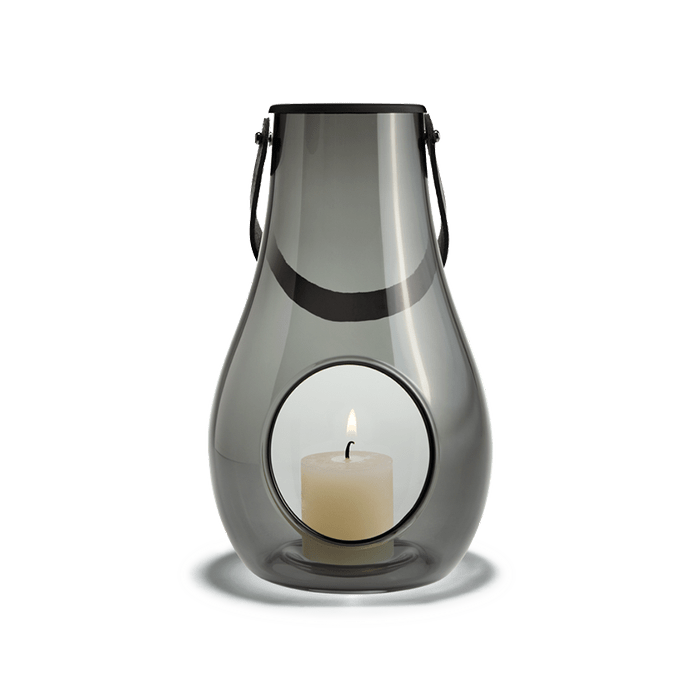 Holmegaard Design With Light Lantern, Smoke, H: 9.8"