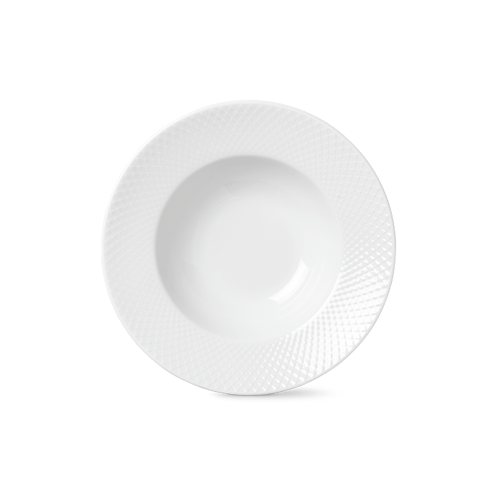 Lyngby Porcelæn Rhombe Soup Bowl, White, Ø: 9.6"