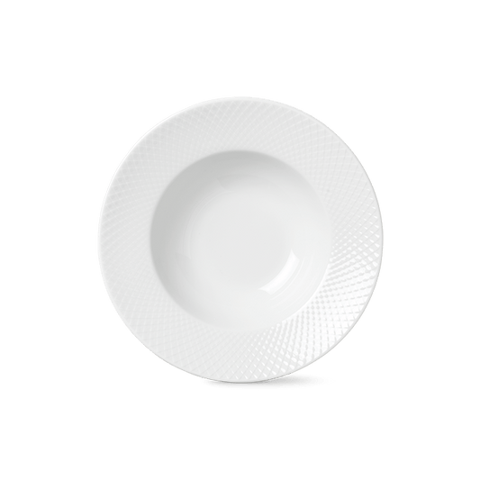 Lyngby Porcelæn Rhombe Soup Bowl, White, Ø: 9.6"