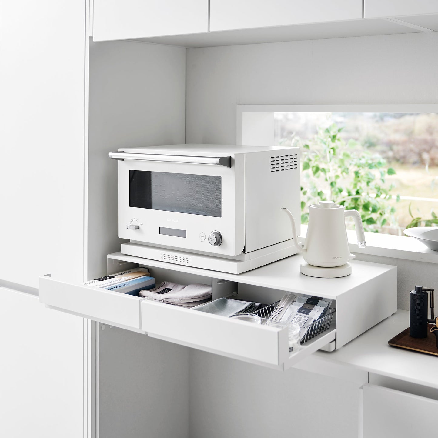Yamazaki Home Wide Countertop Drawer with Pull-Out Shelf