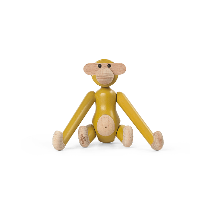 Kay Bojesen Vintage Monkey, Mini, Yellow, H: 3.7"