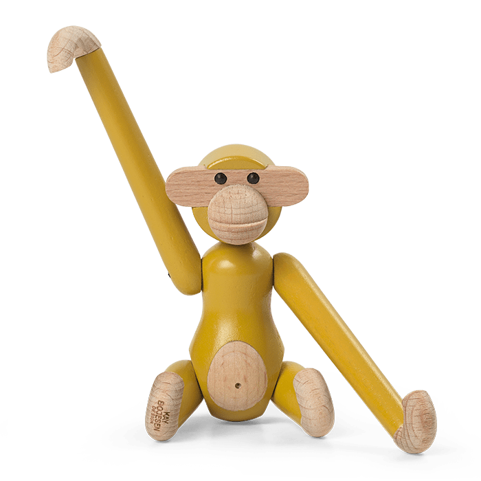 Kay Bojesen Vintage Monkey, Mini, Yellow, H: 3.7"