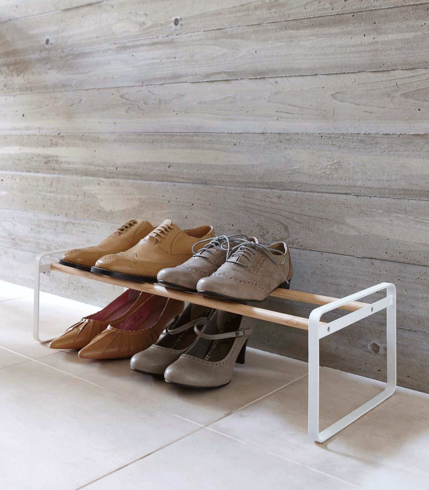 Stackable Shoe Rack (7" H)  - Steel + Wood