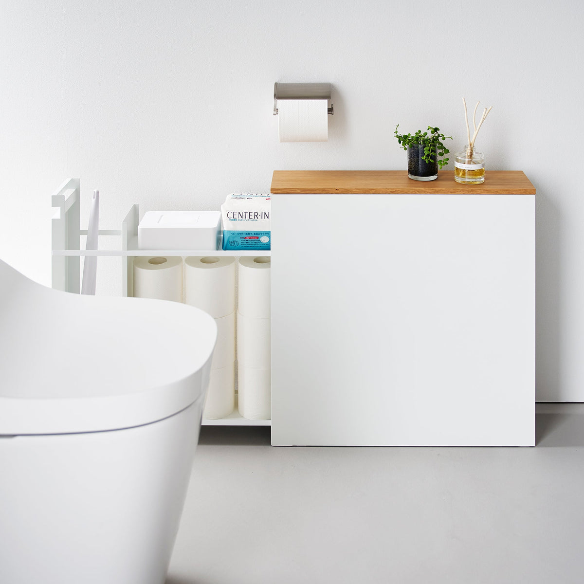 Pull-Out Bathroom Storage Cabinet - Steel + Wood
