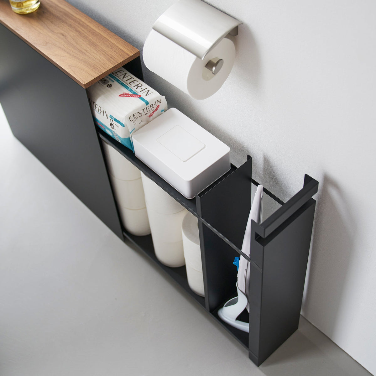 Pull-Out Bathroom Storage Cabinet - Steel + Wood