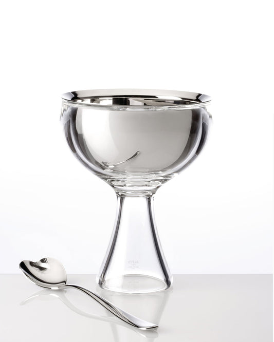 Alessi Big Love Glass Bowl with Spoon Front View | Ice