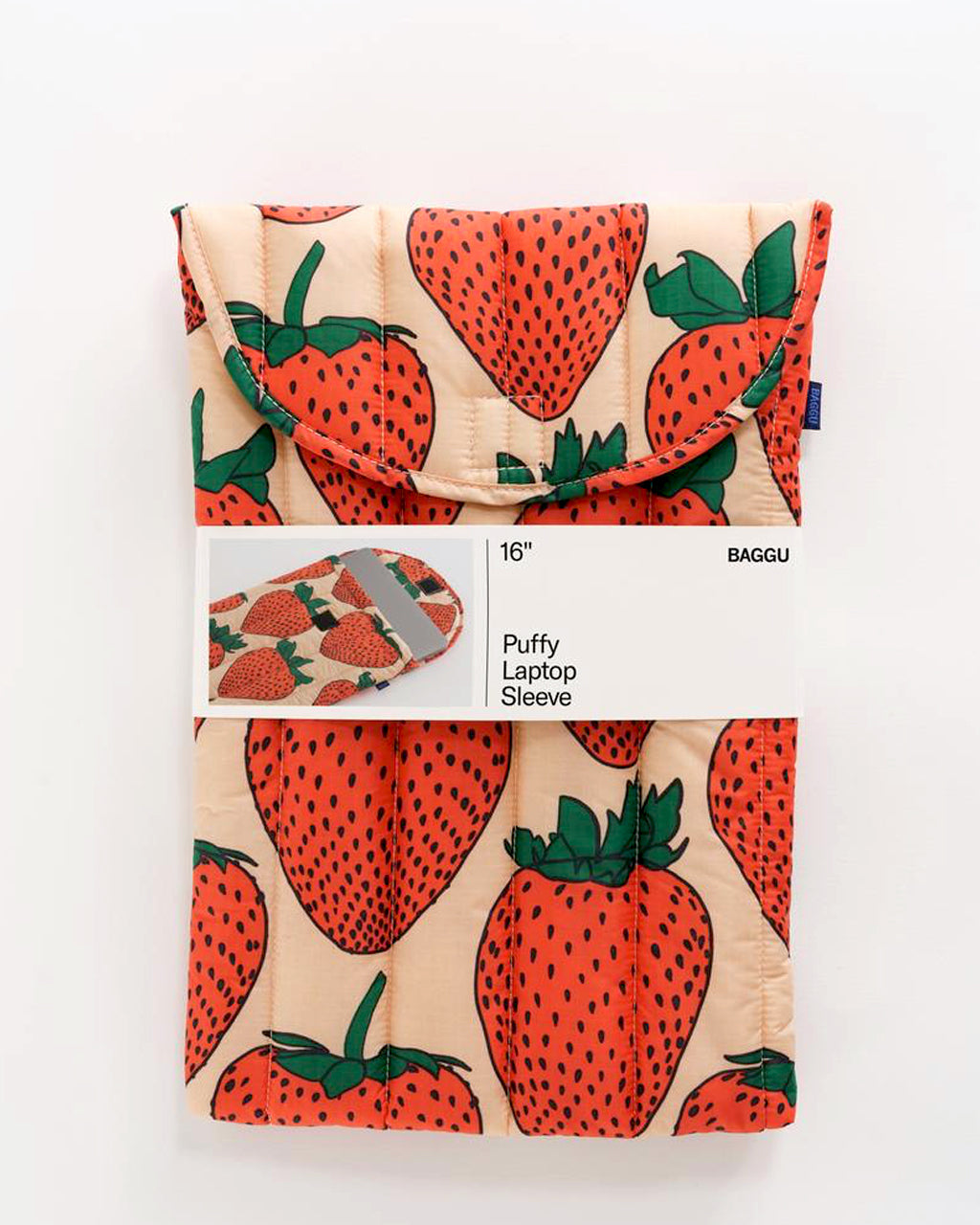 Baggu Puffy Laptop Sleeve 16in | Strawberry