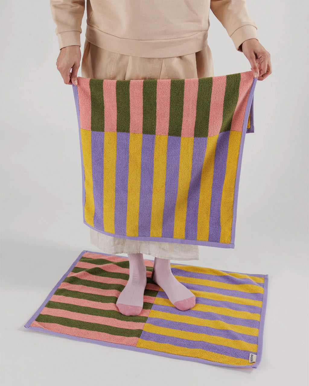 Baggu Hand Towel Set on display | Sunset Quilt Stripe