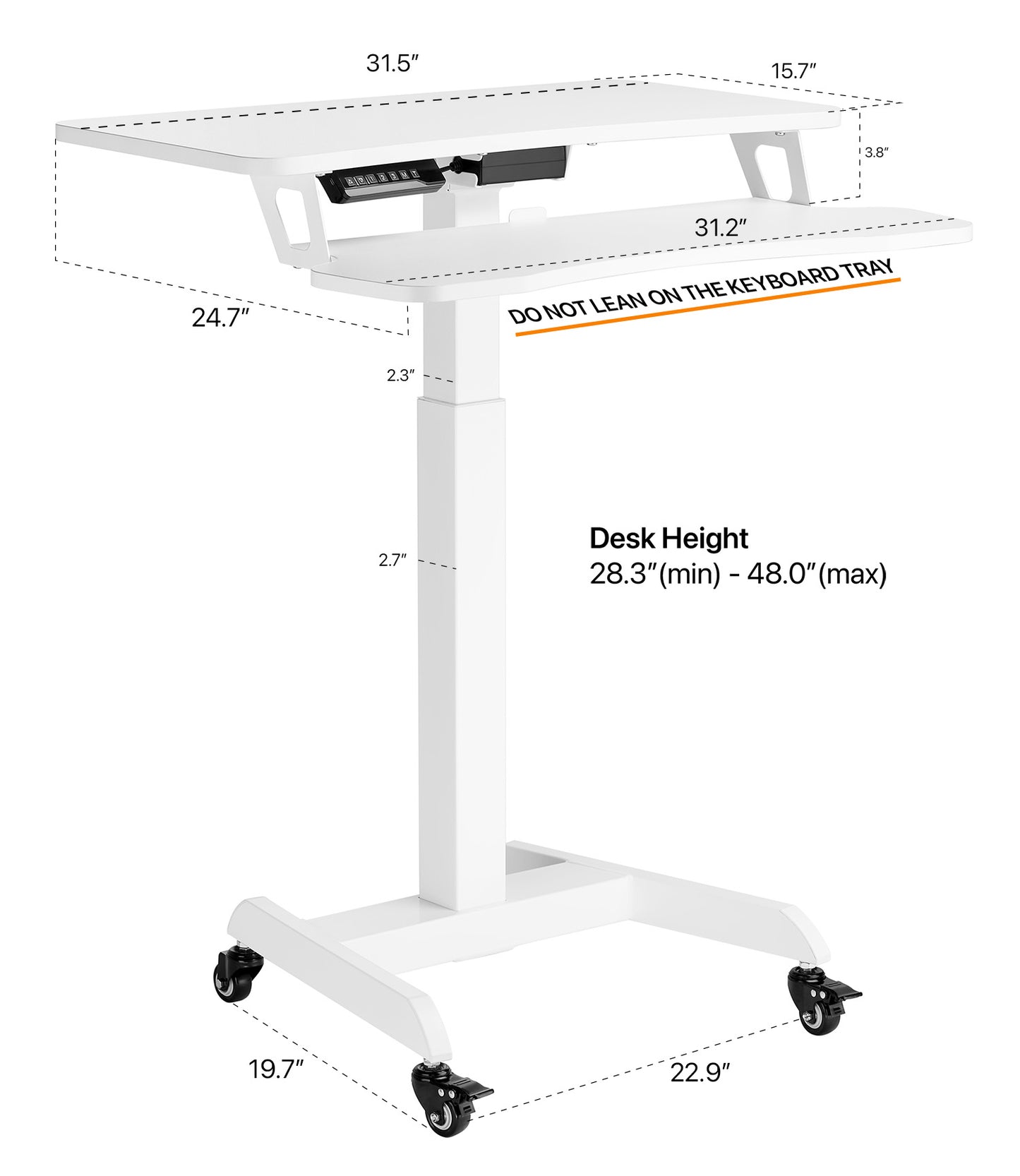 OCOMMO Mobile Auto Rise Desk with Keyboard Tray