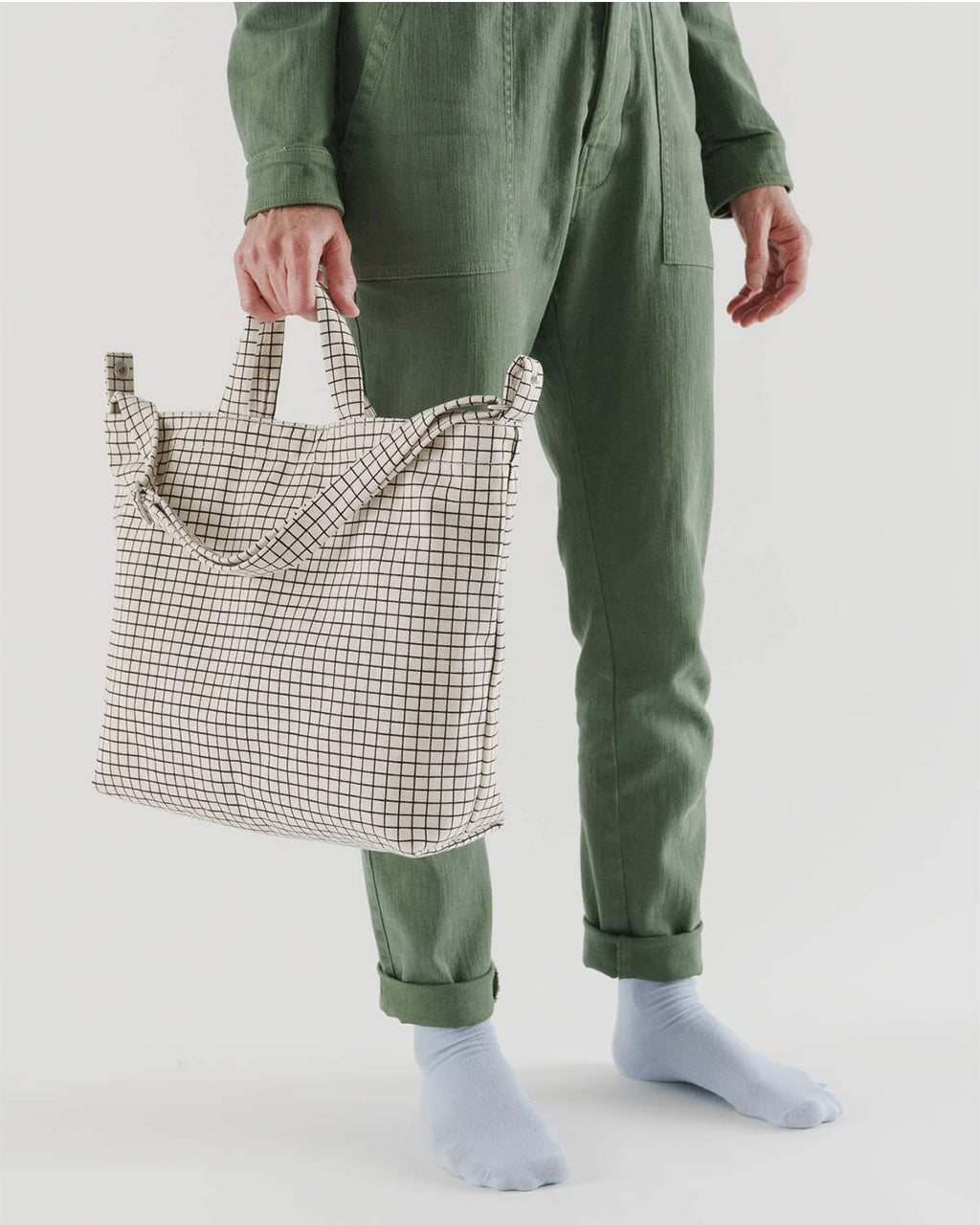 Baggu Horizontal Duck Bag with top carry handles | Natural Grid