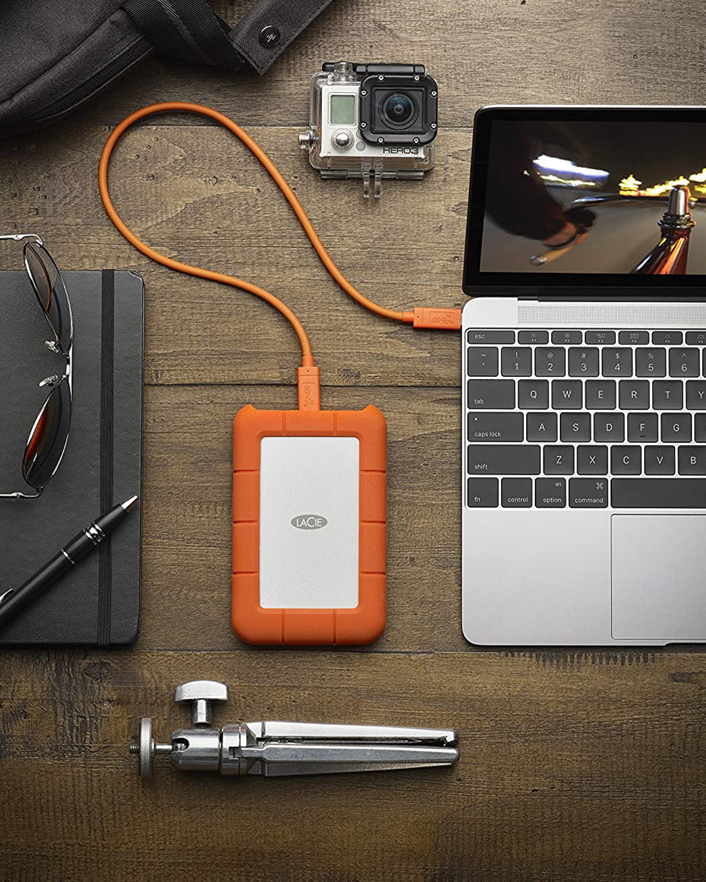 LaCie Rugged Secure 2TB External Hard Drive in Use