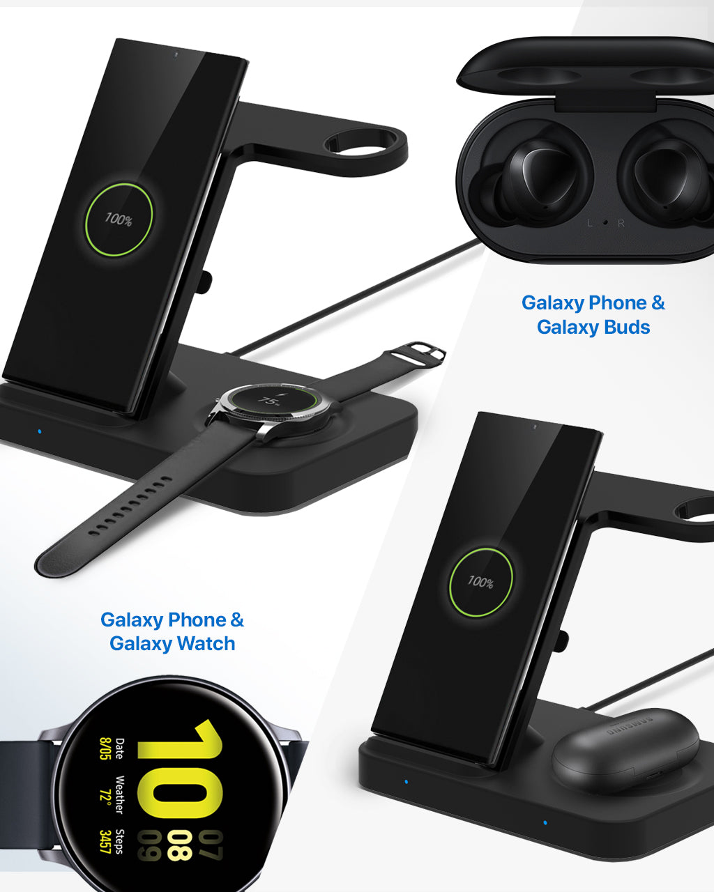 OCOMMO 3in1 Qi Wireless Charger With Watch Charger Insert