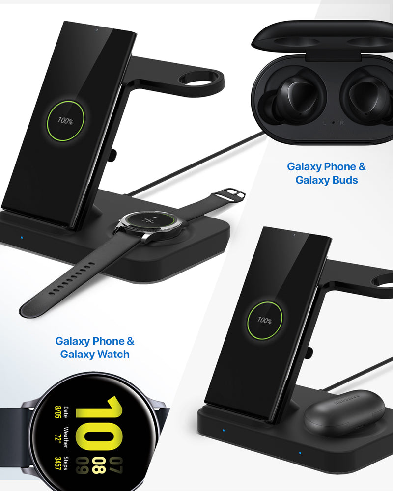 OCOMMO 3in1 Qi Wireless Charger With Watch Charger Insert