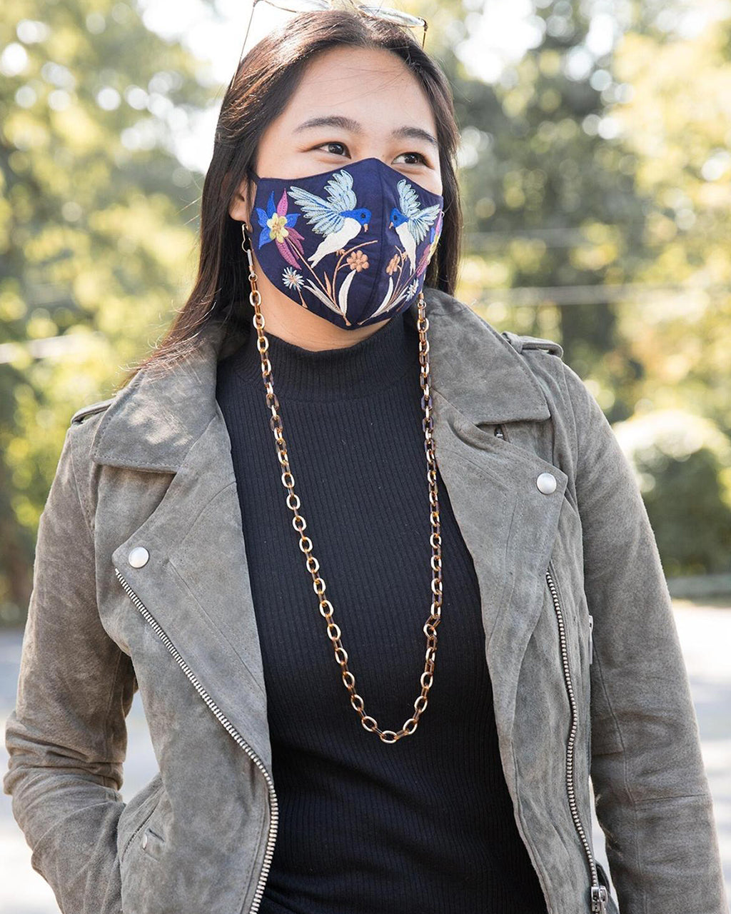 Chunky Resin Convertible Necklace Face Cover / Glasses Chain