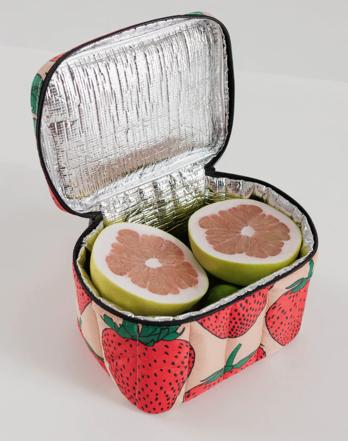 Interior of Baggu Puffy Lunch Bag | Strawberry