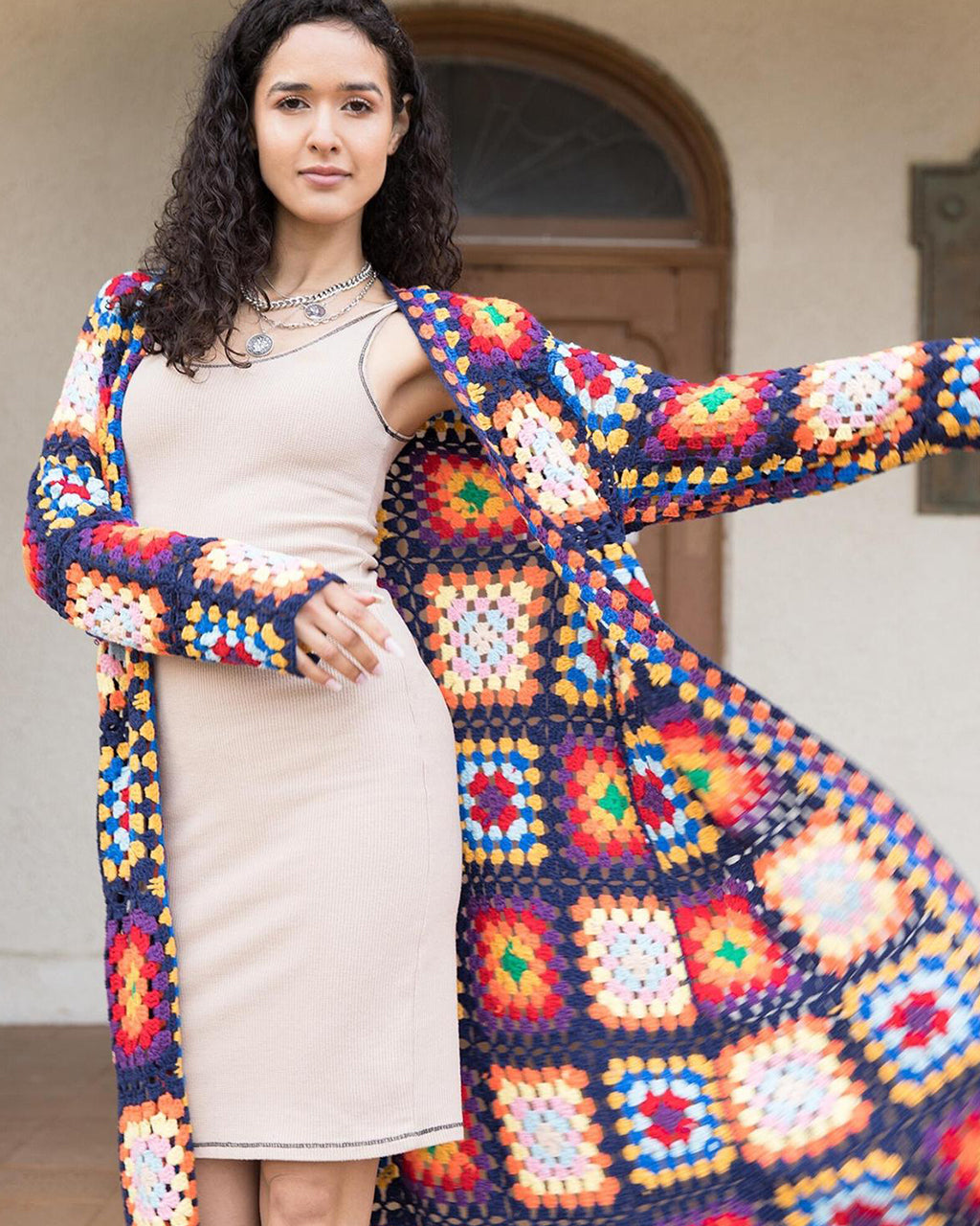 Hand Made Granny Square Long Cardigan