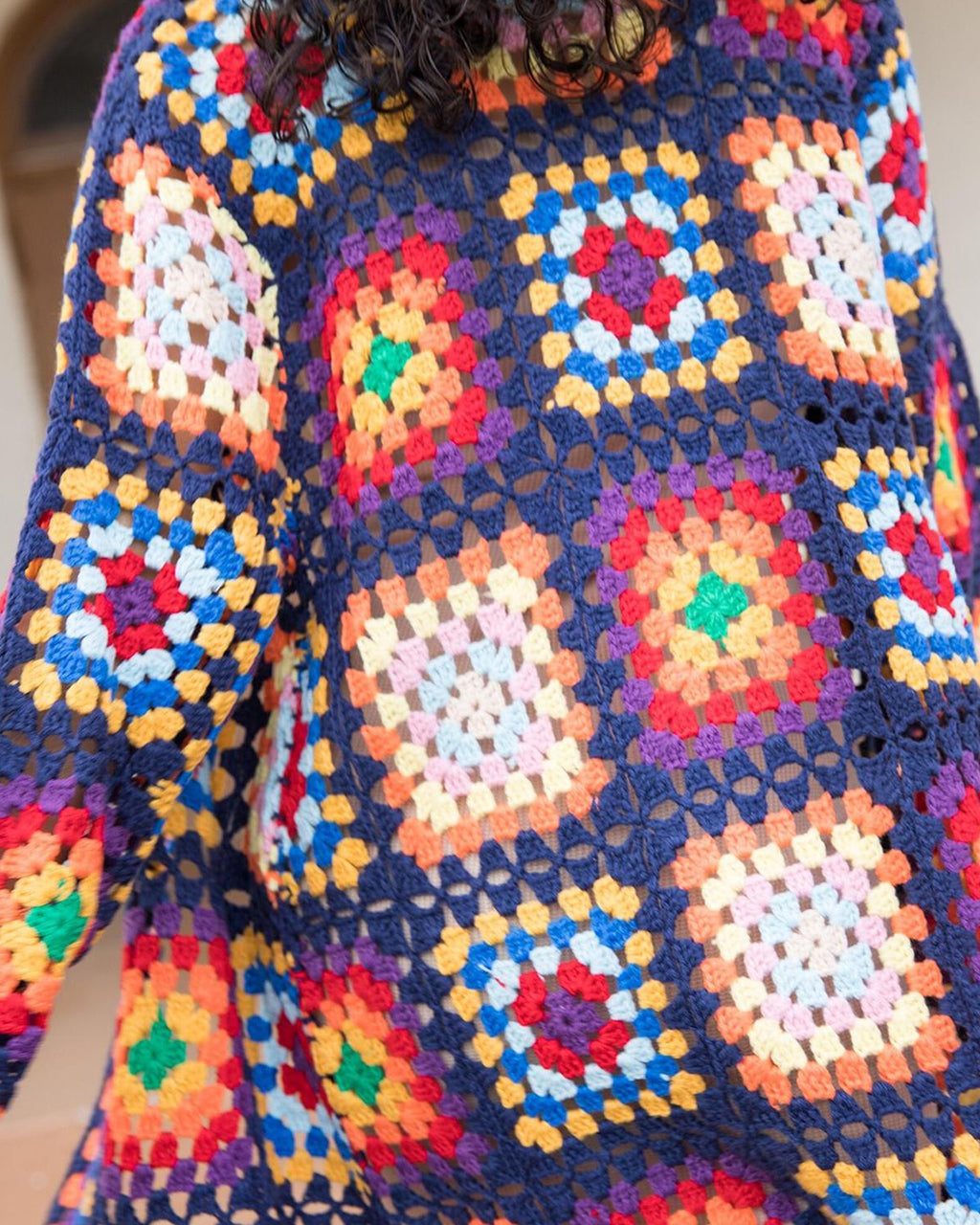 Hand Made Granny Square Long Cardigan